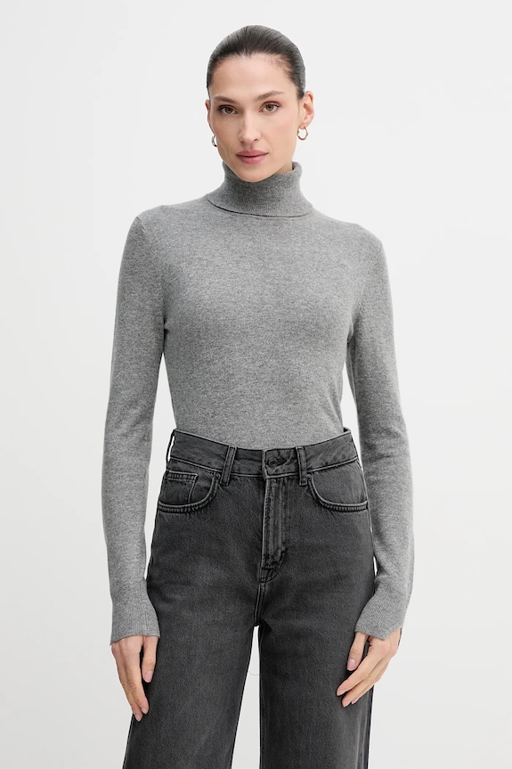 Sisley sweter z domieszką wełny szary 102HM2174