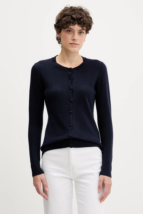 Sisley cardigan din amestec de lână uni bleumarin 102HM5237