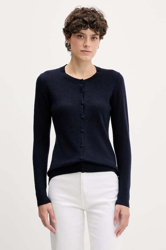 Sisley cardigan din amestec de lână uni bleumarin 102HM5237