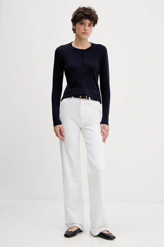 Sisley cardigan din amestec de lână 102HM5237 bleumarin AW25