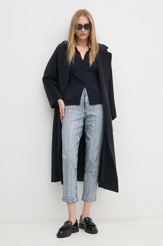 Sisley kardigan z domieszką wełny 102HM5237 granatowy AW25