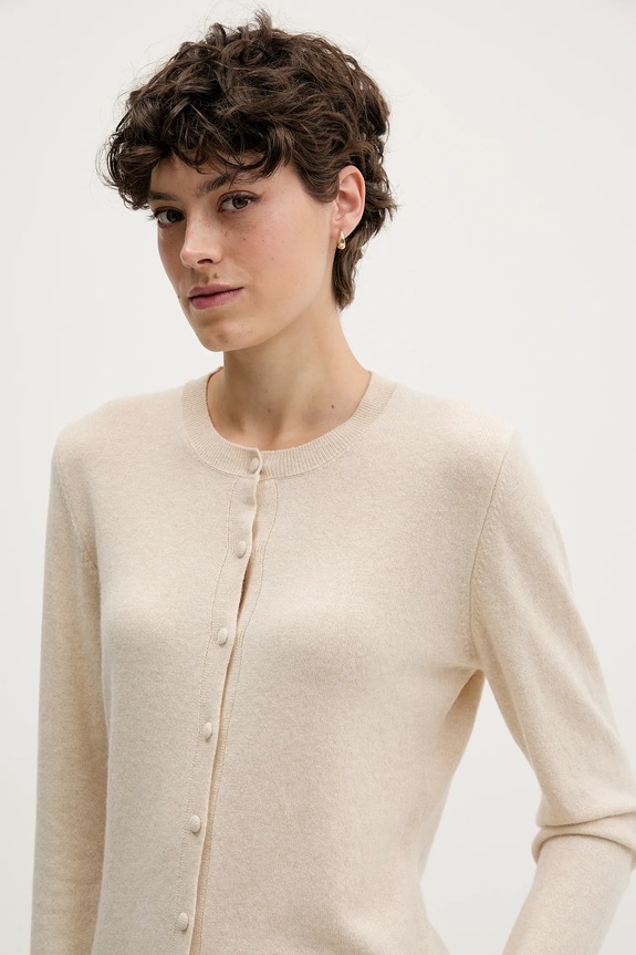 Sisley kardigan z domieszką wełny beżowy 102HM5237