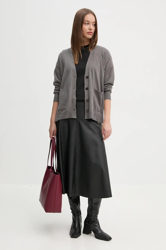 Kardigan s primjesom kašmira Sisley 102HM601Z siva AW24