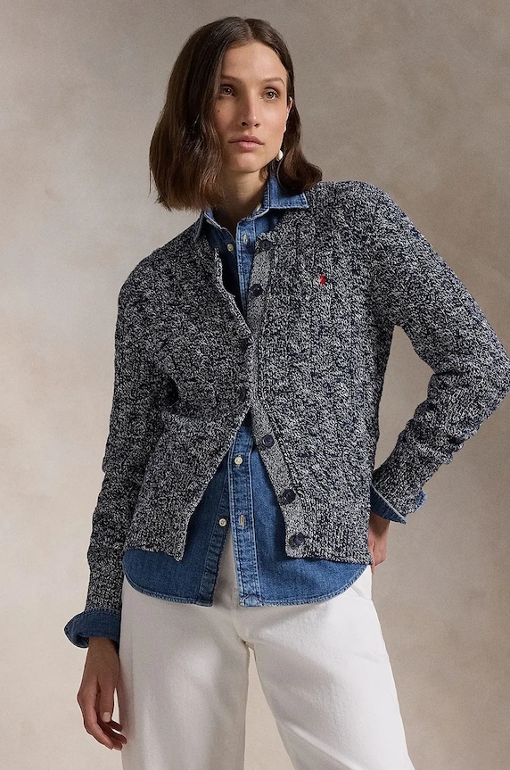 Bavlněný kardigan Polo Ralph Lauren kulatý béžová 211947926