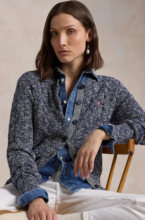 Bavlněný kardigan Polo Ralph Lauren 211947926 béžová