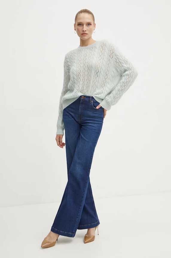 Sveter s prímesou vlny Twinset 242TP3691 zelená AW24