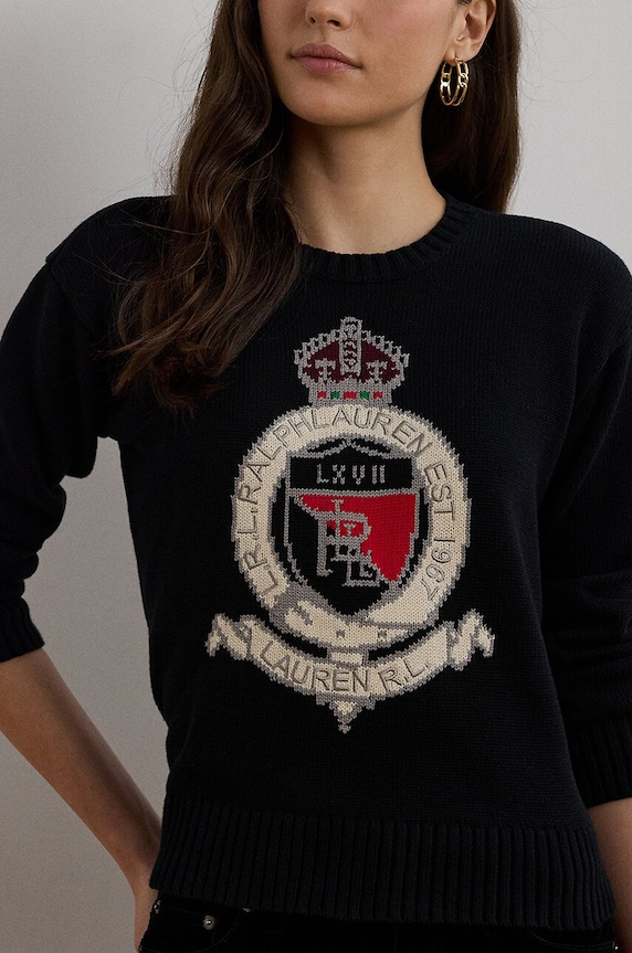 Памучен пуловер Lauren Ralph Lauren 200955737 черен AW24