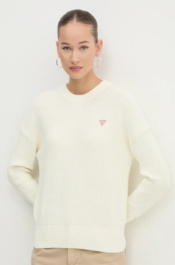 Guess Jeans maglione in cotone medio spessore beige W4BR08.Z3HM1