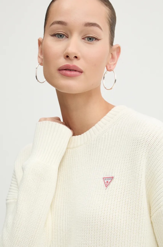 Guess Jeans maglione in cotone beige W4BR08.Z3HM1