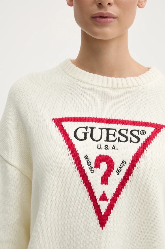 Guess Jeans sweter bawełniany W4BR12.Z3HM1 beżowy