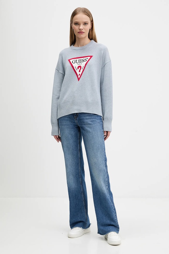 Bavlněný svetr Guess Jeans W4BR12.Z3HM1 modrá SS26