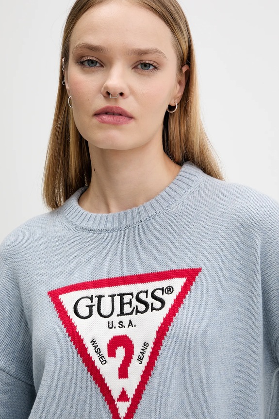 Bavlněný svetr Guess Jeans modrá W4BR12.Z3HM1