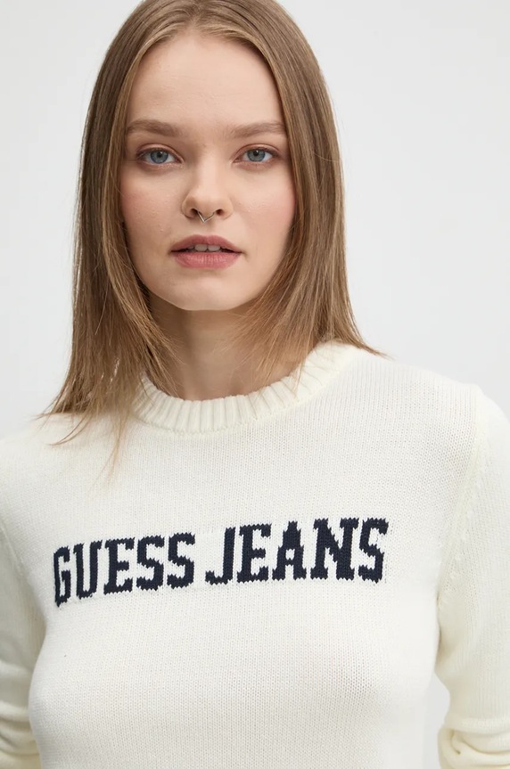 Bavlnený sveter Guess Jeans béžová W4BR10.Z3HM1