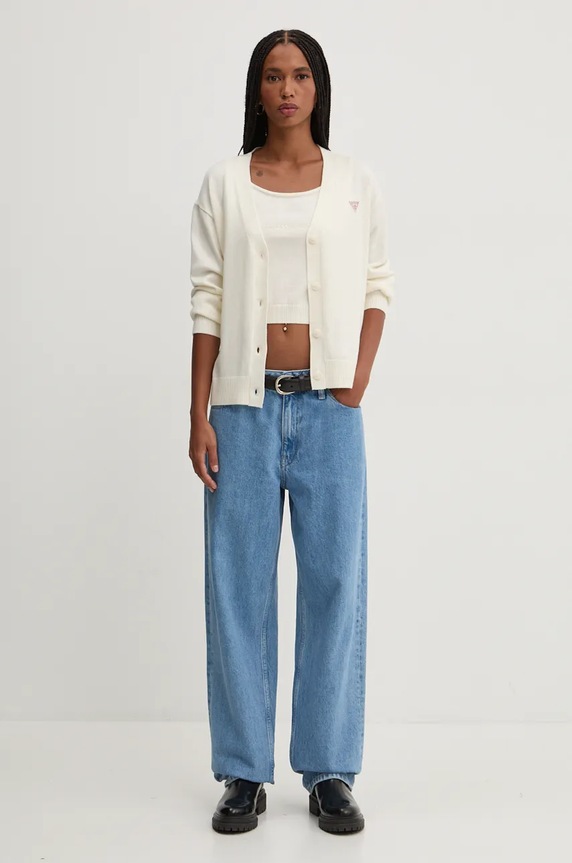 Top s prímesou hodvábu Guess Jeans W4BR17.Z3HO2 béžová SS25