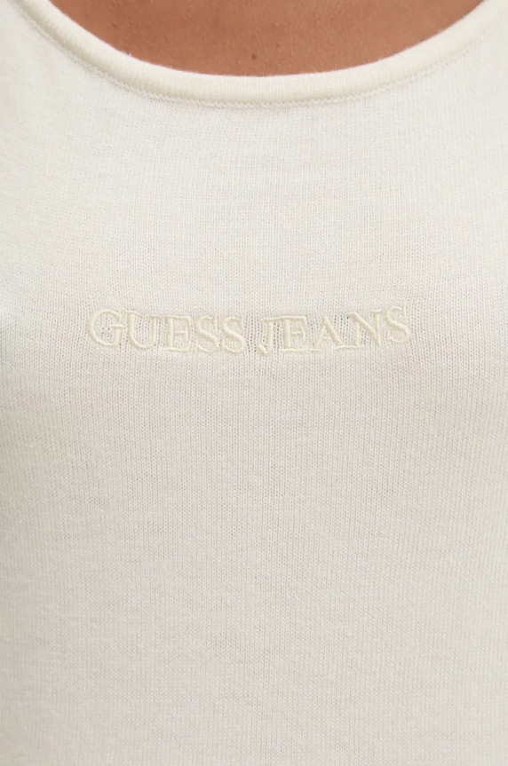 Top s prímesou hodvábu Guess Jeans W4BR17.Z3HO2 béžová