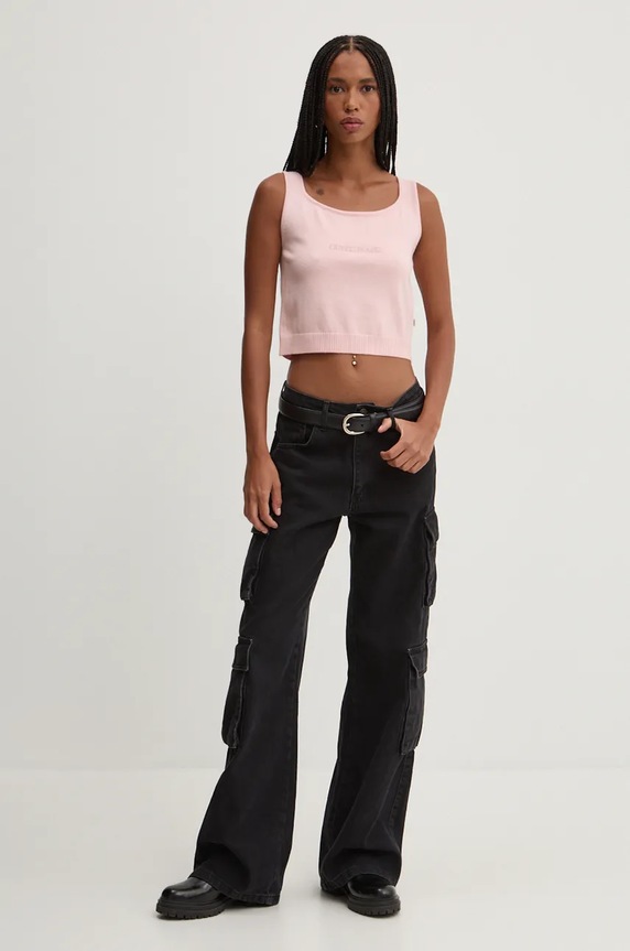 Guess Jeans selyemkeverék top W4BR17.Z3HO2 rózsaszín SS25