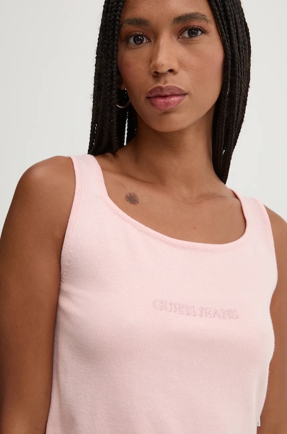 Guess Jeans selyemkeverék top rózsaszín W4BR17.Z3HO2