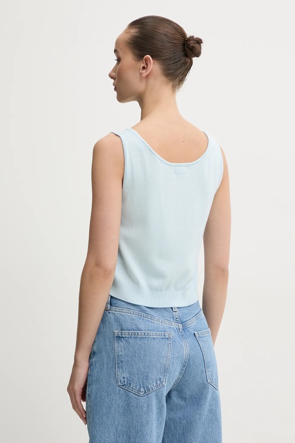 Oblečenie Top s prímesou hodvábu Guess Jeans W4BR17.Z3HO2 modrá