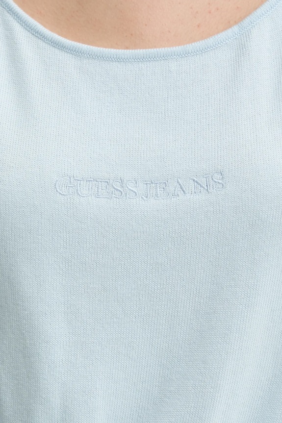 Top s prímesou hodvábu Guess Jeans W4BR17.Z3HO2 modrá