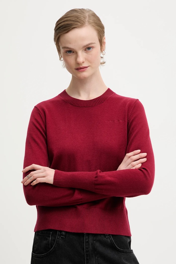 Guess Jeans sweter z domieszką wełny bordowy W4BR83.Z3HO2