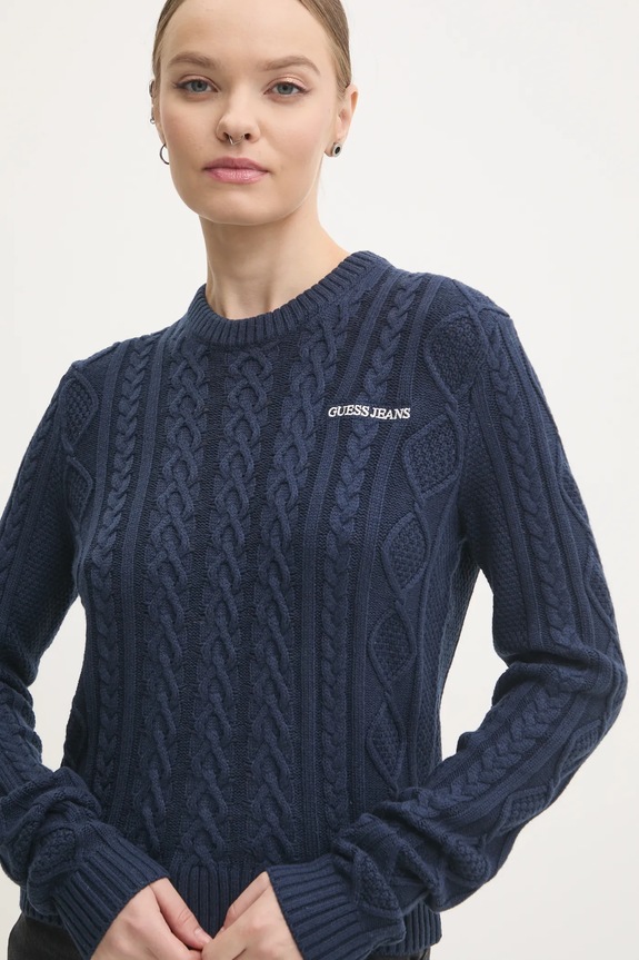 Пуловер с вълна Guess Jeans тъмносин W4BR13.Z3HN2
