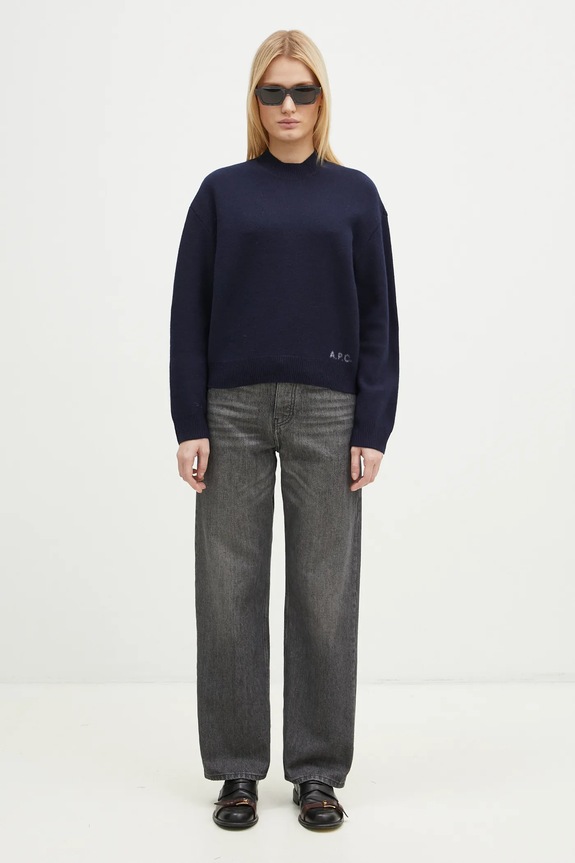Vuneni pulover A.P.C. Pull Esther WVBDK.F23373.IAK mornarsko plava