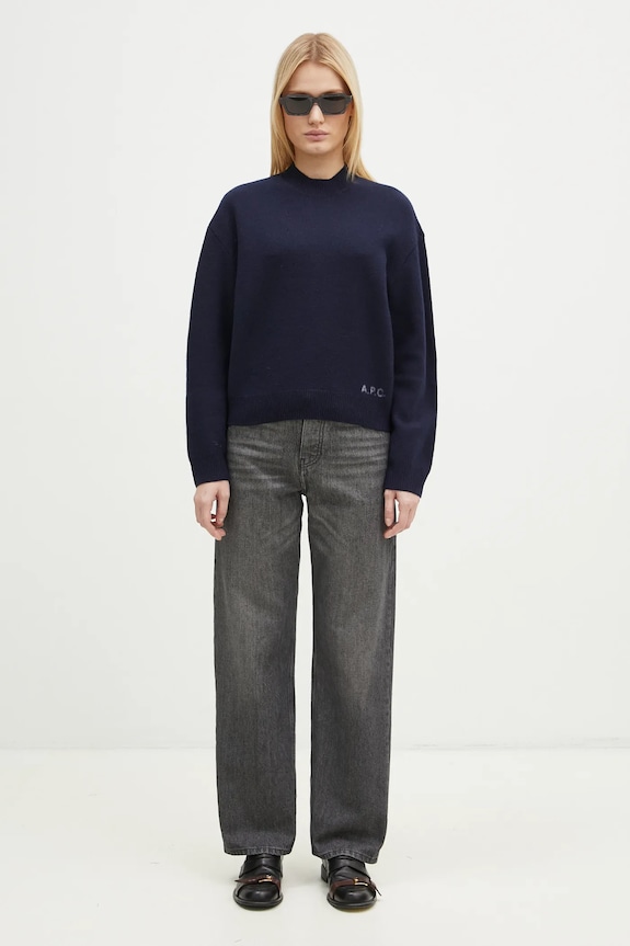 Vuneni pulover A.P.C. Pull Esther WVBDK.F23373.IAK mornarsko plava