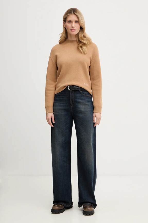 A.P.C. sweter wełniany Pull Esther WVBDK.F23373.CAB brązowy AW24