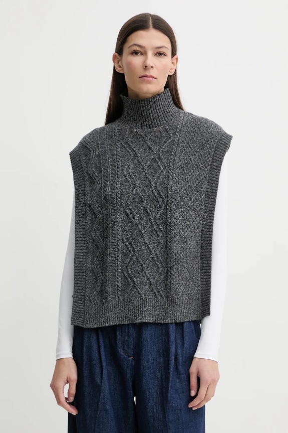 A.P.C. kamizelka wełniana Pull Cameron wełna szary WVBDQ.F23391.PLC