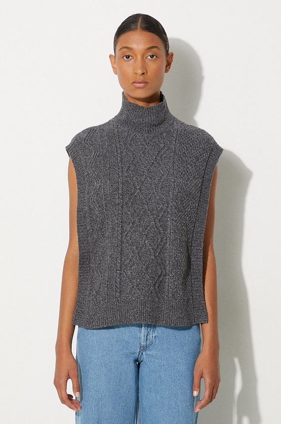 A.P.C. wool gilet Pull Cameron medium thickness gray WVBDQ.F23391.PLC