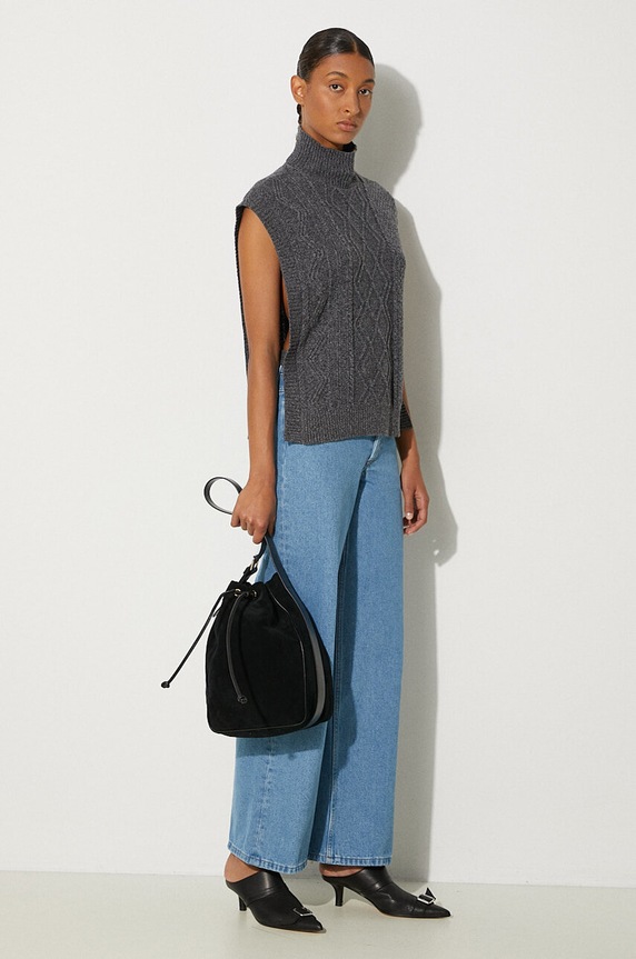 A.P.C. wool gilet Pull Cameron WVBDQ.F23391.PLC gray AW24