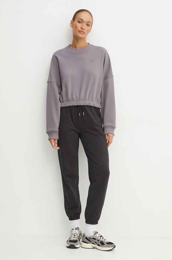 adidas Originals hanorac de bumbac Premium Essentials Sweater IY9709 violet AW24