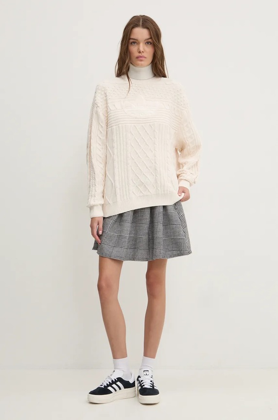 adidas Originals pulóver 70s Trefoil Sweater JN8318 bézs AW24