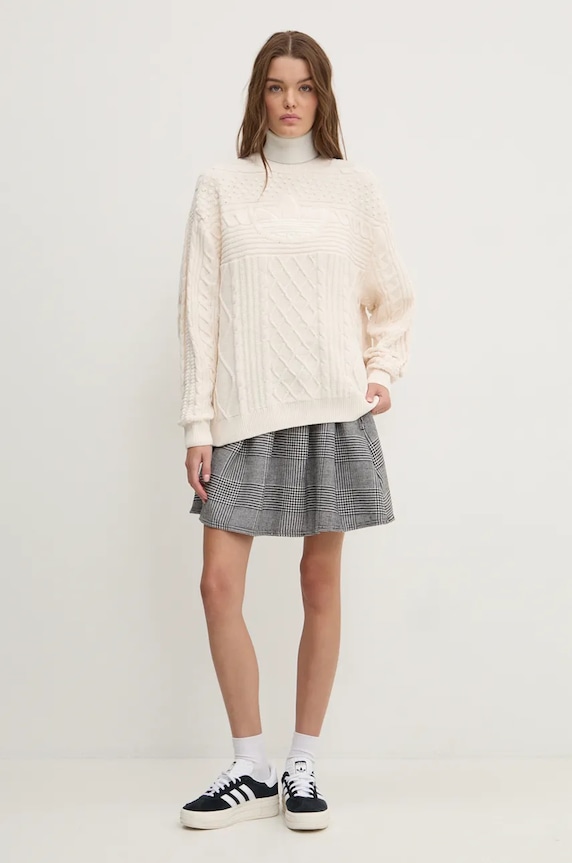 adidas Originals pulóver 70s Trefoil Sweater JN8318 bézs AW24