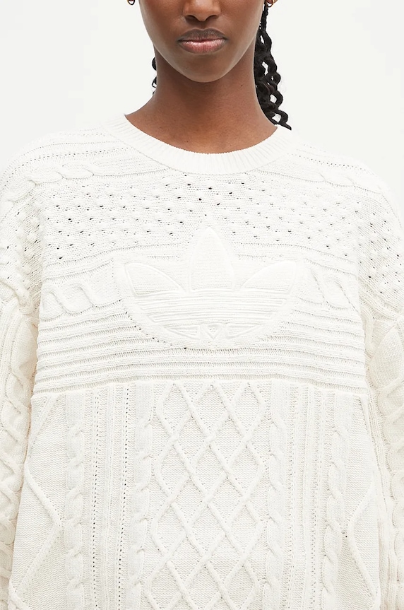 adidas Originals pulover 70s Trefoil Sweater bej JN8318