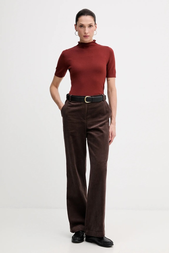 Sisley sweter z dodatkiem wełny 11BAM105P czerwony AW25