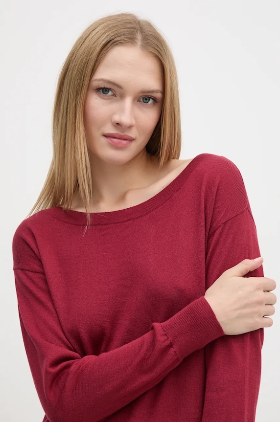 Sisley pulover de lana rosu 11BAM1A48
