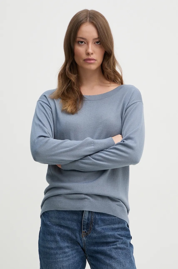 Sisley sweter wełniany wełna niebieski 11BAM1A48