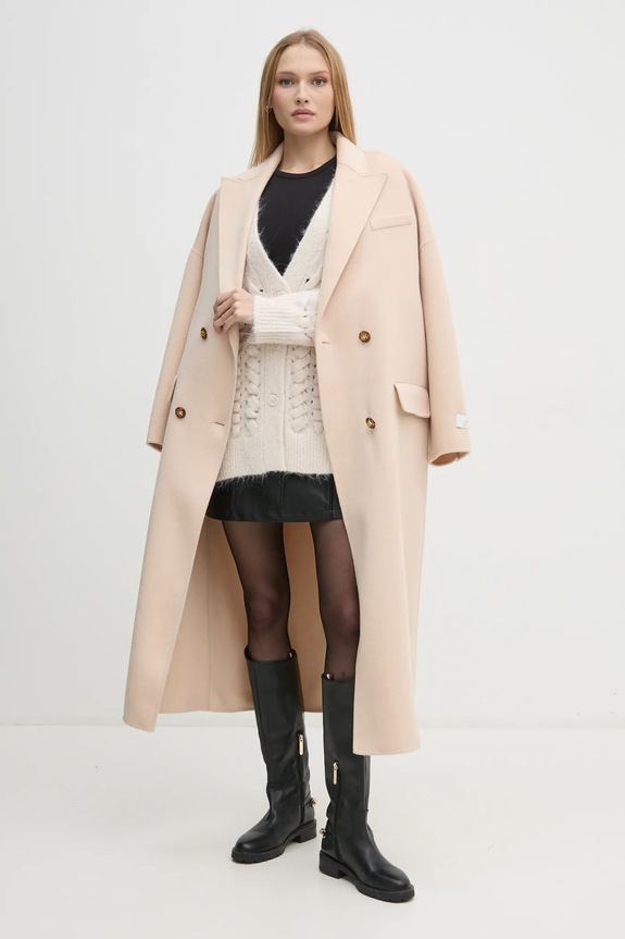Kardigan s primjesom vune Sisley 145YM6027 bež AW24