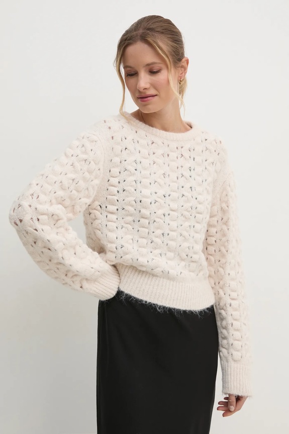 Sisley pulóver gyapjú szállal bézs 145YM105A