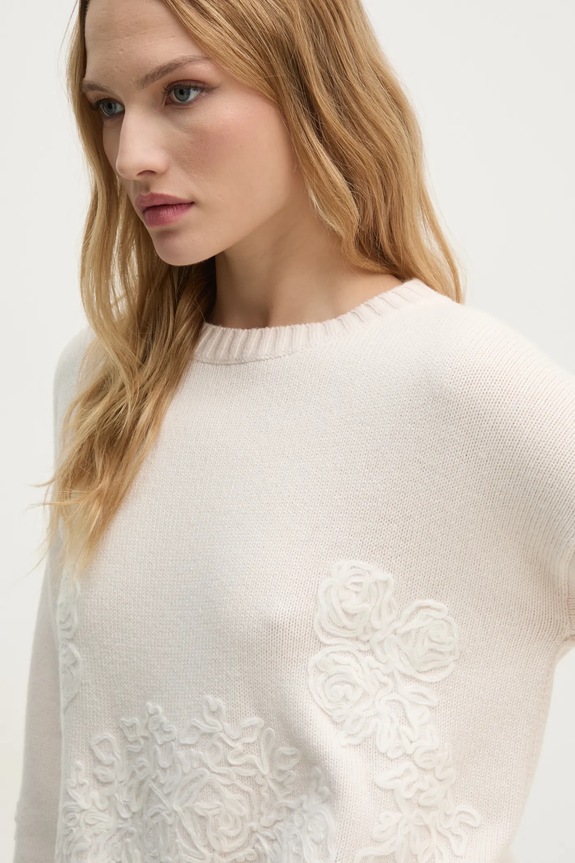 Sisley gyapjúkeverék pulóver bézs 16MHM105M