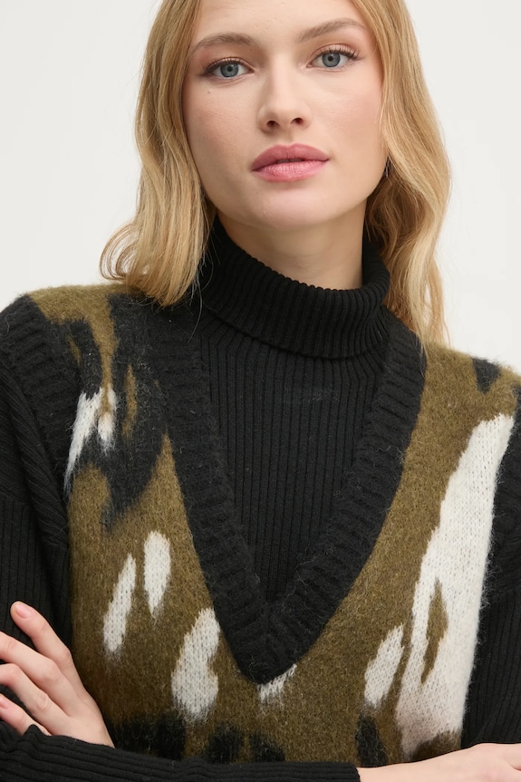 Sisley vesta din amestec de lana verde 106QL4015