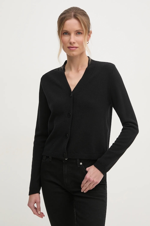 Sisley gyapjú kardigán sima fekete 1044M602A