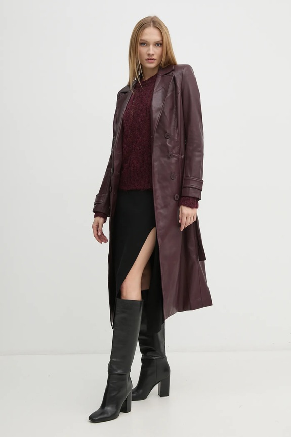 Svetr z vlněné směsi Sisley 1342M105E burgundské AW24