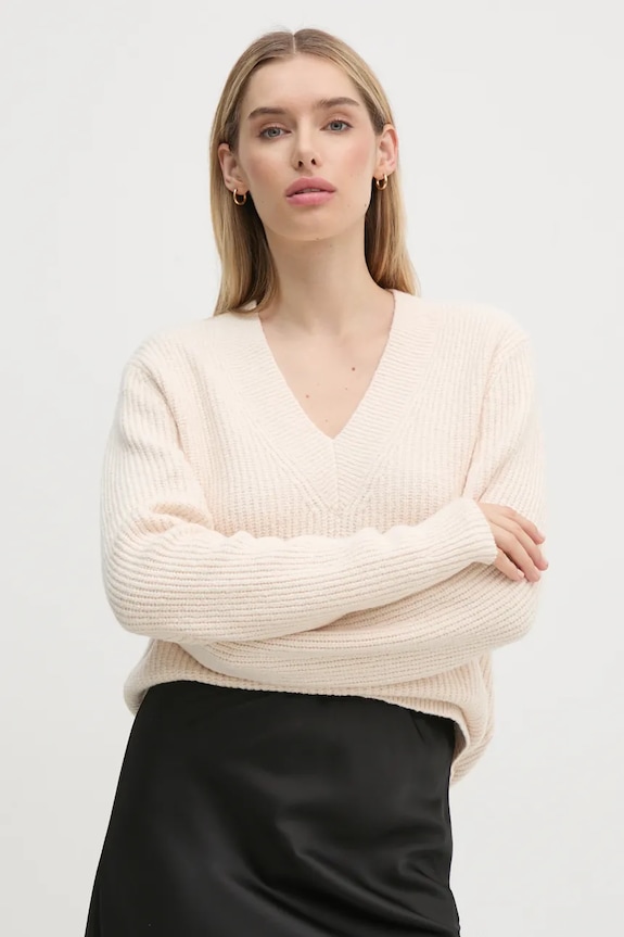 Calvin Klein gyapjúkeverék pulóver gyapjú szállal bézs K20K207414