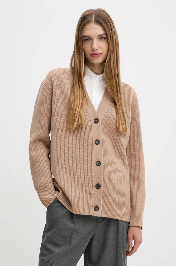 Calvin Klein kardigan wełniany wełna beżowy K20K207421