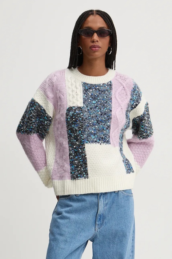 Pulover s primesjo volne Desigual EDMONTON Srednje debeline bež 24WWJF19