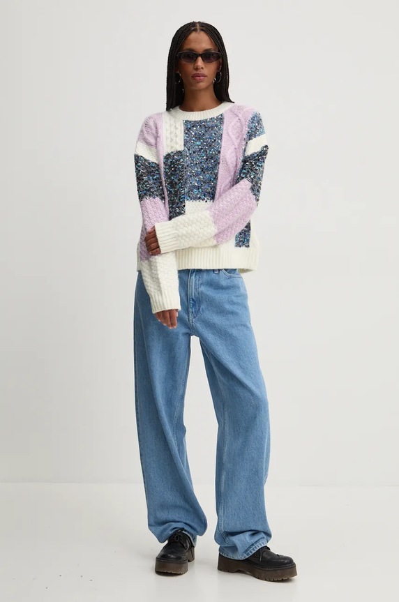 Pulover s primesjo volne Desigual EDMONTON 24WWJF19 bež AW24