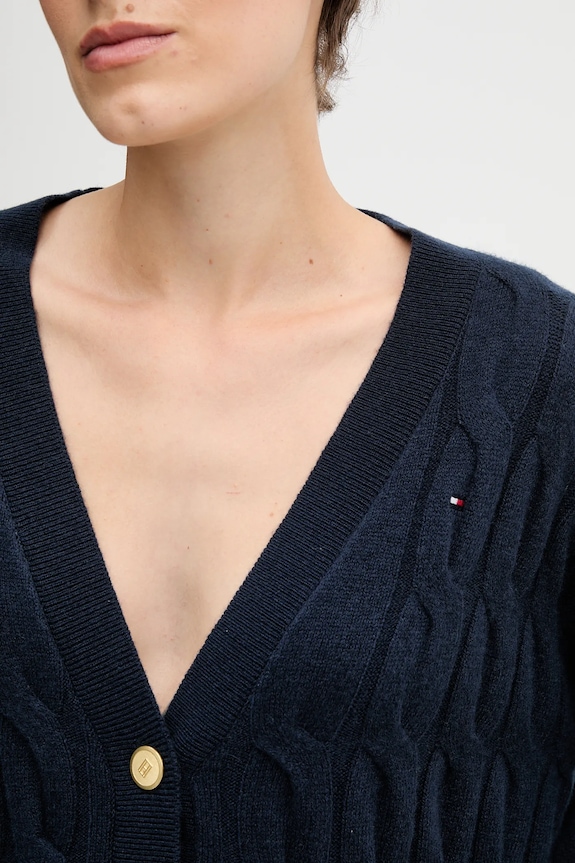 Tommy Hilfiger kardigan wełniany WW0WW43089 granatowy