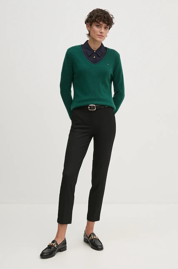 Μάλλινο πουλόβερ Tommy Hilfiger WW0WW43505 πράσινο AW25
